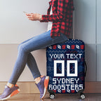 Personalized Sydney Roosters Christmas Luggage Cover Australian Rugby Fans - Pixelated Ugly Xmas Pattern Mascot Santa