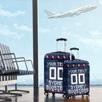 Personalized Sydney Roosters Christmas Luggage Cover Australian Rugby Fans - Pixelated Ugly Xmas Pattern Mascot Santa