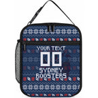 Personalized Sydney Roosters Christmas Lunch Bag Australian Rugby Fans - Pixelated Ugly Xmas Pattern Mascot Santa