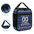 Personalized Sydney Roosters Christmas Lunch Bag Australian Rugby Fans - Pixelated Ugly Xmas Pattern Mascot Santa