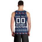 Personalized Sydney Roosters Christmas Men Tank Top Australian Rugby Fans - Pixelated Ugly Xmas Pattern Mascot Santa