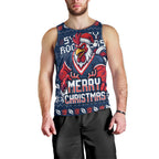 Personalized Sydney Roosters Christmas Men Tank Top Australian Rugby Fans - Pixelated Ugly Xmas Pattern Mascot Santa