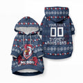 Personalized Sydney Roosters Christmas Pet Hoodie Australian Rugby Fans - Pixelated Ugly Xmas Pattern Mascot Santa