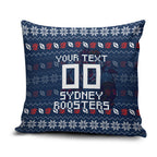 Personalized Sydney Roosters Christmas Pillow Cover Australian Rugby Fans - Pixelated Ugly Xmas Pattern Mascot Santa