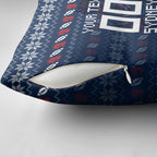 Personalized Sydney Roosters Christmas Pillow Cover Australian Rugby Fans - Pixelated Ugly Xmas Pattern Mascot Santa