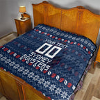 Personalized Sydney Roosters Christmas Quilt Australian Rugby Fans - Pixelated Ugly Xmas Pattern Mascot Santa