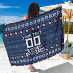 Personalized Sydney Roosters Christmas Sarong Australian Rugby Fans - Pixelated Ugly Xmas Pattern Mascot Santa