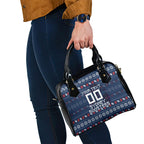 Personalized Sydney Roosters Christmas Shoulder Handbag Australian Rugby Fans - Pixelated Ugly Xmas Pattern Mascot Santa