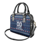 Personalized Sydney Roosters Christmas Shoulder Handbag Australian Rugby Fans - Pixelated Ugly Xmas Pattern Mascot Santa