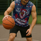 Personalized Sydney Roosters Christmas Sleeveless Hoodie Australian Rugby Fans - Pixelated Ugly Xmas Pattern Mascot Santa