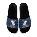 Personalized Sydney Roosters Christmas Slide Sandals Australian Rugby Fans - Pixelated Ugly Xmas Pattern Mascot Santa