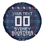 Personalized Sydney Roosters Christmas Spare Tire Cover Australian Rugby Fans - Pixelated Ugly Xmas Pattern Mascot Santa