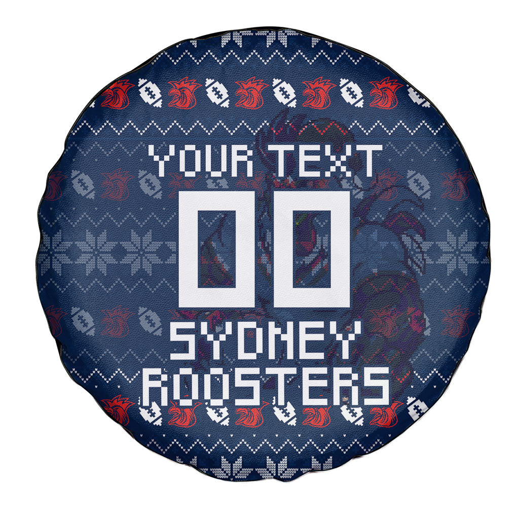 Personalized Sydney Roosters Christmas Spare Tire Cover Australian Rugby Fans - Pixelated Ugly Xmas Pattern Mascot Santa