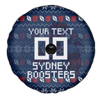 Personalized Sydney Roosters Christmas Spare Tire Cover Australian Rugby Fans - Pixelated Ugly Xmas Pattern Mascot Santa