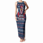 Personalized Sydney Roosters Christmas Tank Maxi Dress Australian Rugby Fans - Pixelated Ugly Xmas Pattern Mascot Santa