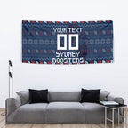 Personalized Sydney Roosters Christmas Tapestry Australian Rugby Fans - Pixelated Ugly Xmas Pattern Mascot Santa