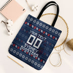 Personalized Sydney Roosters Christmas Tote Bag Australian Rugby Fans - Pixelated Ugly Xmas Pattern Mascot Santa