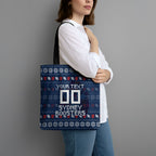Personalized Sydney Roosters Christmas Tote Bag Australian Rugby Fans - Pixelated Ugly Xmas Pattern Mascot Santa