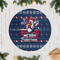 Sydney Roosters Christmas Tree Skirt Australian Rugby Fans - Pixelated Ugly Xmas Pattern Mascot Santa