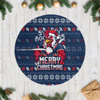 Sydney Roosters Christmas Tree Skirt Australian Rugby Fans - Pixelated Ugly Xmas Pattern Mascot Santa