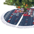 Sydney Roosters Christmas Tree Skirt Australian Rugby Fans - Pixelated Ugly Xmas Pattern Mascot Santa