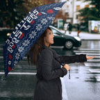 Personalized Sydney Roosters Christmas Umbrella Australian Rugby Fans - Pixelated Ugly Xmas Pattern Mascot Santa