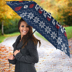 Personalized Sydney Roosters Christmas Umbrella Australian Rugby Fans - Pixelated Ugly Xmas Pattern Mascot Santa