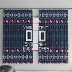 Personalized Sydney Roosters Christmas Window Curtain Australian Rugby Fans - Pixelated Ugly Xmas Pattern Mascot Santa