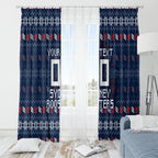 Personalized Sydney Roosters Christmas Window Curtain Australian Rugby Fans - Pixelated Ugly Xmas Pattern Mascot Santa