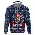 Personalized Sydney Roosters Christmas Zip Hoodie Australian Rugby Fans - Pixelated Ugly Xmas Pattern Mascot Santa