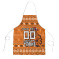 Personalized Wests Tigers Christmas Apron Australian Rugby Fans - Pixelated Ugly Xmas Pattern Mascot Santa