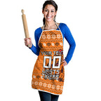 Personalized Wests Tigers Christmas Apron Australian Rugby Fans - Pixelated Ugly Xmas Pattern Mascot Santa