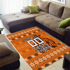 Personalized Wests Tigers Christmas Area Rug Australian Rugby Fans - Pixelated Ugly Xmas Pattern Mascot Santa