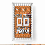 Personalized Wests Tigers Christmas Baby Bed Cover Australian Rugby Fans - Pixelated Ugly Xmas Pattern Mascot Santa