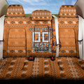Personalized Wests Tigers Christmas Back Car Seat Cover Australian Rugby Fans - Pixelated Ugly Xmas Pattern Mascot Santa