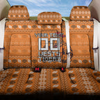 Personalized Wests Tigers Christmas Back Car Seat Cover Australian Rugby Fans - Pixelated Ugly Xmas Pattern Mascot Santa