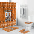 Personalized Wests Tigers Christmas Bathroom Set Australian Rugby Fans - Pixelated Ugly Xmas Pattern Mascot Santa