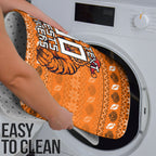 Personalized Wests Tigers Christmas Bathroom Set Australian Rugby Fans - Pixelated Ugly Xmas Pattern Mascot Santa