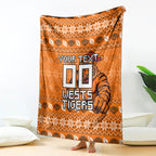 Personalized Wests Tigers Christmas Blanket Australian Rugby Fans - Pixelated Ugly Xmas Pattern Mascot Santa