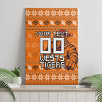 Personalized Wests Tigers Christmas Canvas Wall Art Australian Rugby Fans - Pixelated Ugly Xmas Pattern Mascot Santa