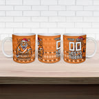 Personalized Wests Tigers Christmas Ceramic Mug Australian Rugby Fans - Pixelated Ugly Xmas Pattern Mascot Santa