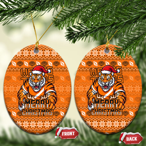 Wests Tigers Christmas Ceramic Ornament Australian Rugby Fans - Pixelated Ugly Xmas Pattern Mascot Santa
