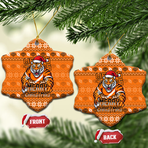 Wests Tigers Christmas Ceramic Ornament Australian Rugby Fans - Pixelated Ugly Xmas Pattern Mascot Santa