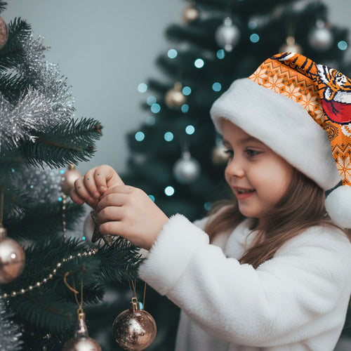Wests Tigers Christmas Santa Hat Australian Rugby Fans - Pixelated Ugly Xmas Pattern Mascot Santa