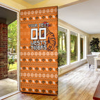 Personalized Wests Tigers Christmas Door Cover Australian Rugby Fans - Pixelated Ugly Xmas Pattern Mascot Santa