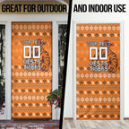 Personalized Wests Tigers Christmas Door Cover Australian Rugby Fans - Pixelated Ugly Xmas Pattern Mascot Santa