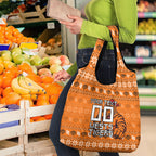 Personalized Wests Tigers Christmas Grocery Bag Australian Rugby Fans - Pixelated Ugly Xmas Pattern Mascot Santa