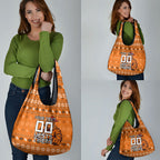 Personalized Wests Tigers Christmas Grocery Bag Australian Rugby Fans - Pixelated Ugly Xmas Pattern Mascot Santa