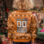 Personalized Wests Tigers Christmas Kid Ugly Christmas Sweater Australian Rugby Fans - Pixelated Ugly Xmas Pattern Mascot Santa