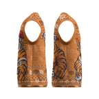 Personalized Wests Tigers Christmas Knitted V-Neck Vest Australian Rugby Fans - Pixelated Ugly Xmas Pattern Mascot Santa